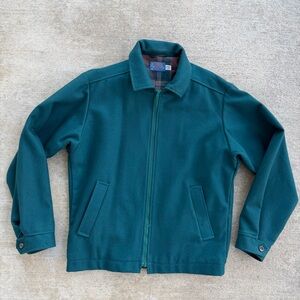Vintage Pendleton Men’s Wool Jacket Full Zip Teal Green Plaid Lining Size L, USA